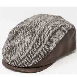 Crown Cap Lambswool Plaid Ivy Leather Cap
