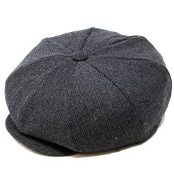 DelMonico 8/4 Wool Herringbone Newsboy Cap by Capas