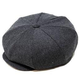 DelMonico 8/4 Wool Herringbone Newsboy Cap by Capas