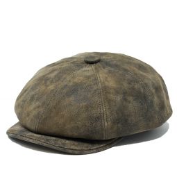 Stetson Edison Weathered Leather Newsboy Cap