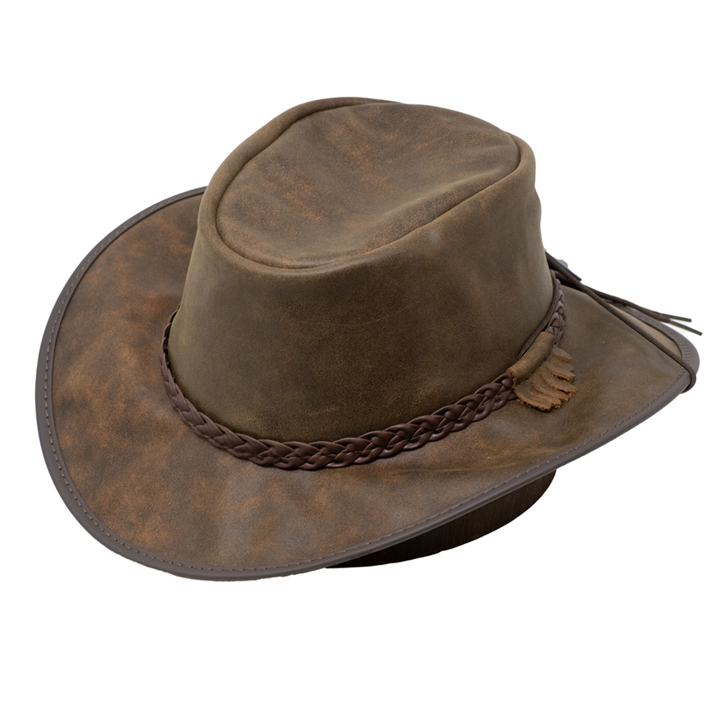 Backwoods Mens Leather Outback Hat by American Hat Makers