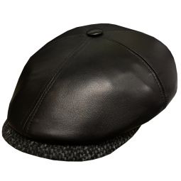 DelMonico Leather Newsboy Cap by Alfonso D'Este